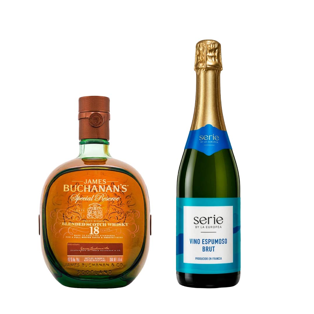 Whisky Buchanan's Special Reserve 18 Años Blended Scotch 750 ml + Vino Espumoso Serie By La Europea Brut 750 ml