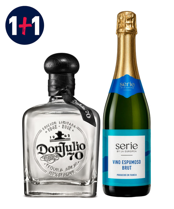 Pack Tequila Don Julio 70 Cristalino 700 ml + Vino Espumoso Serie By La Europea Brut 750 ml
