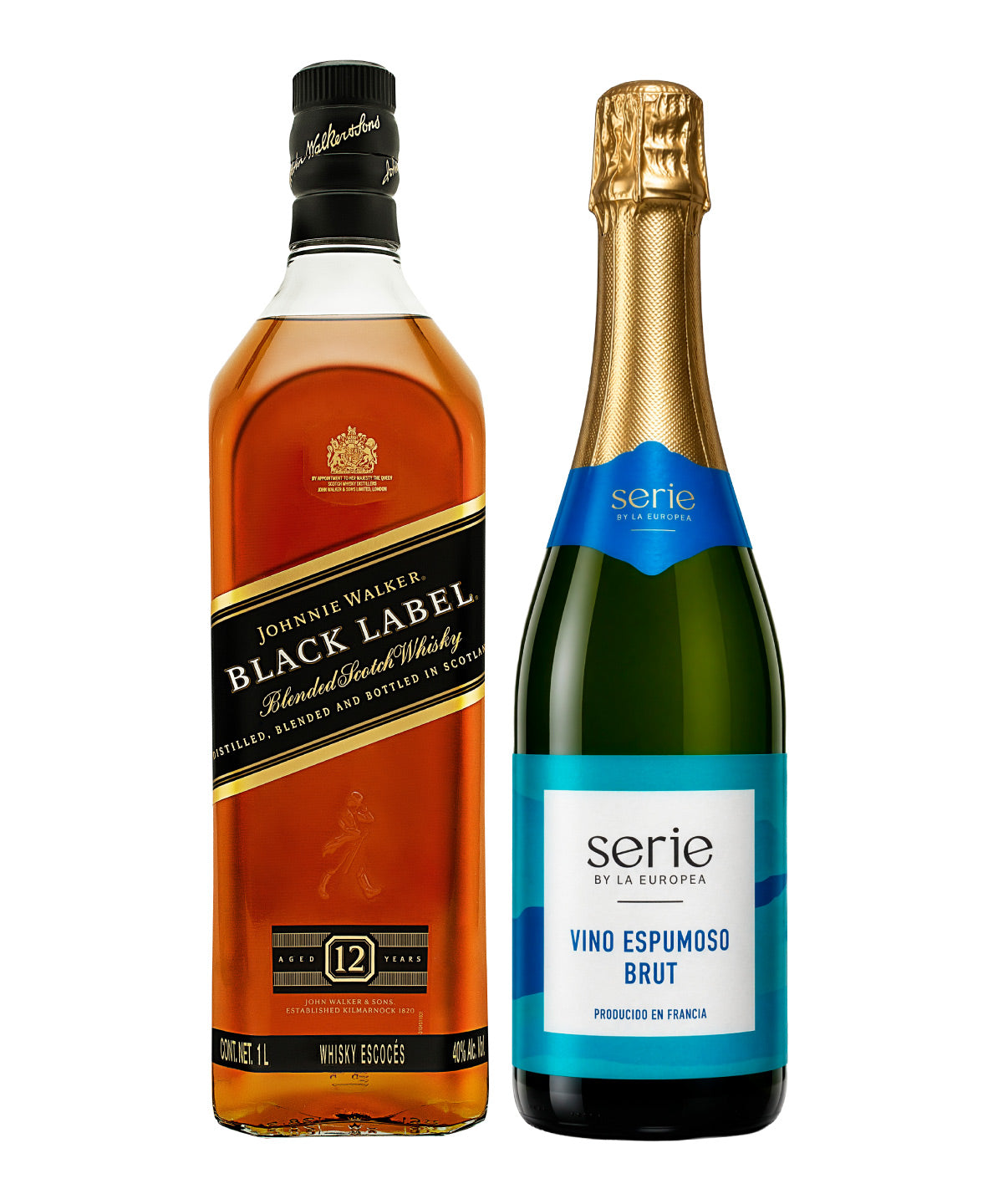 Pack Whisky Johnnie Walker Black Label Blended Scotch 1 L + Vino Espumoso Serie By La Europea Brut 750 ml