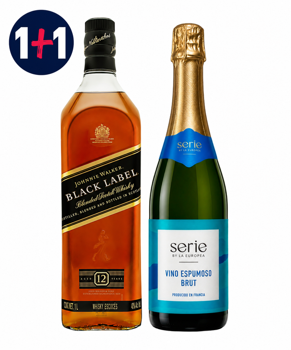 Pack Whisky Johnnie Walker Black Label Blended Scotch 1 L + Vino Espumoso Serie By La Europea Brut 750 ml