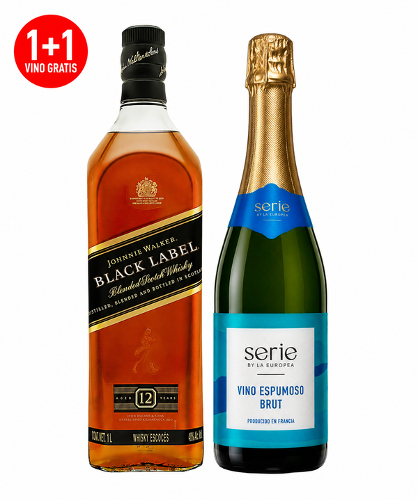 Pack Whisky Johnnie Walker Black Label Blended Scotch 1 L + Vino Espumoso Serie By La Europea Brut 750 ml