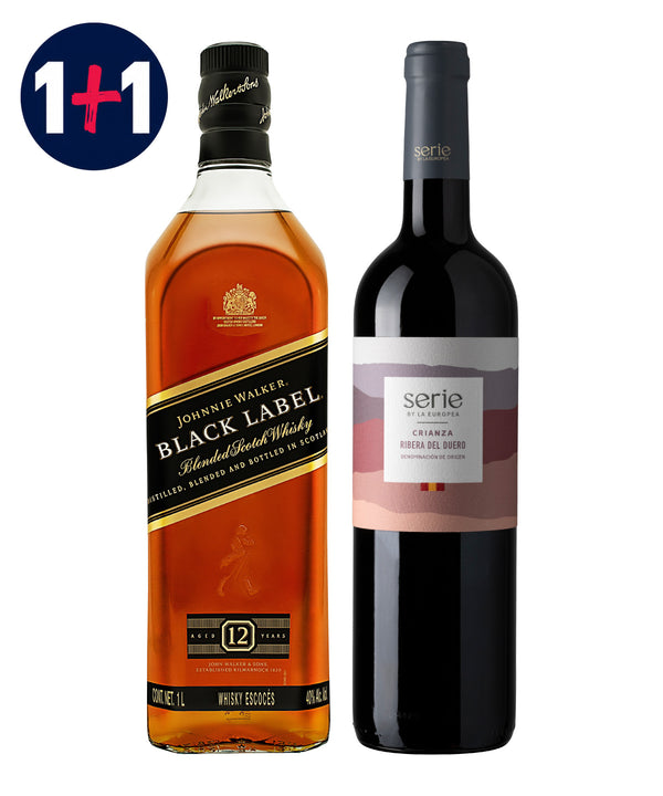 Pack Whisky Johnnie Walker Black Label Blended Scotch 1 L + Vino Tinto Serie By La Europea Tempranillo Duero 750 ml