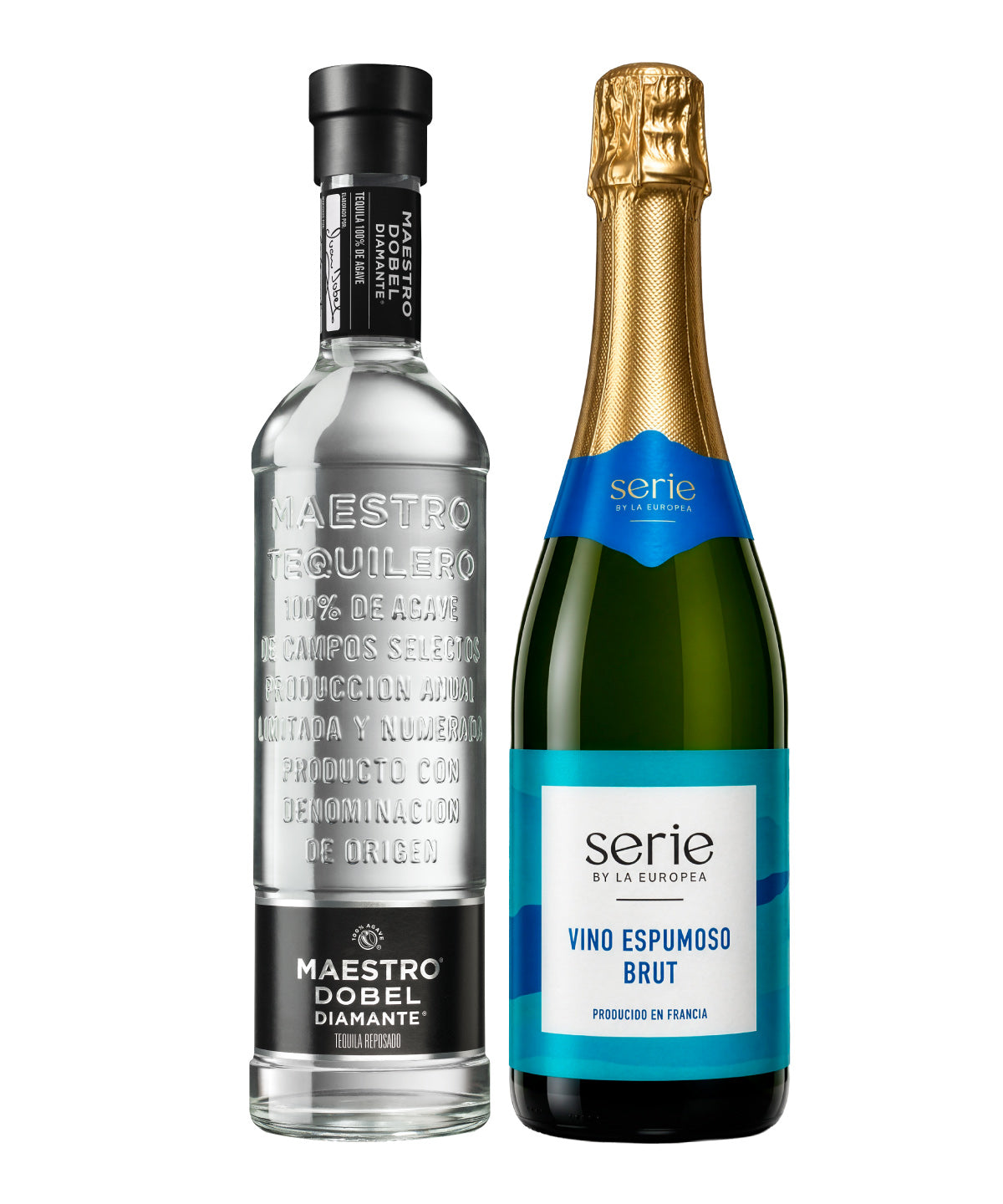 Pack Tequila Maestro Dobel Diamante 700 ml + Vino Espumoso Serie By La Europea Brut 750 ml