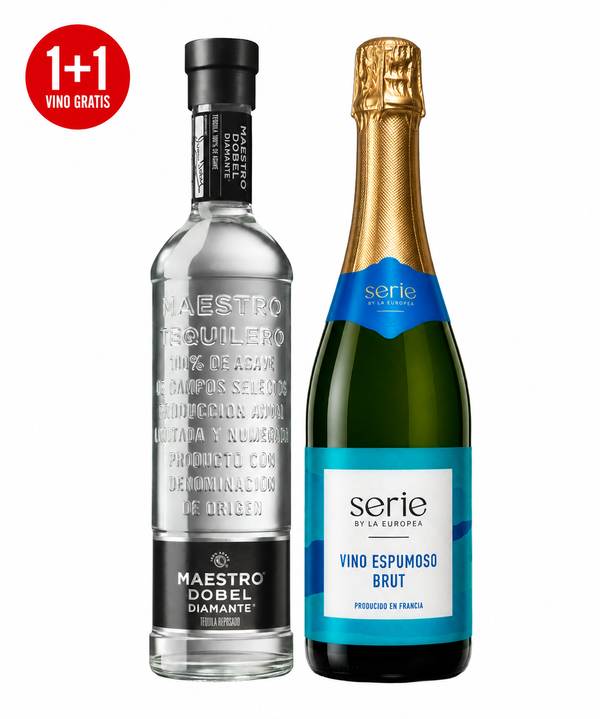 Pack Tequila Maestro Dobel Diamante 700 ml + Vino Espumoso Serie By La Europea Brut 750 ml