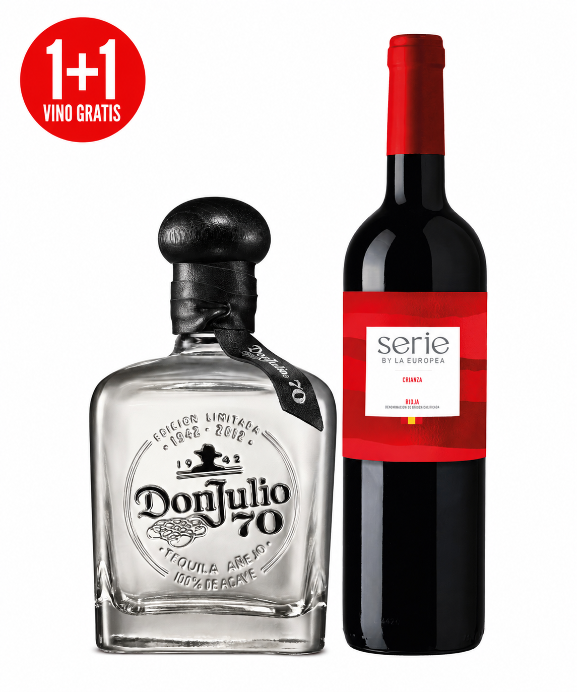 Pack Tequila Don Julio 70 Cristalino 700 ml + Vino Tinto Serie By La Europea Crianza Rioja 750 ml