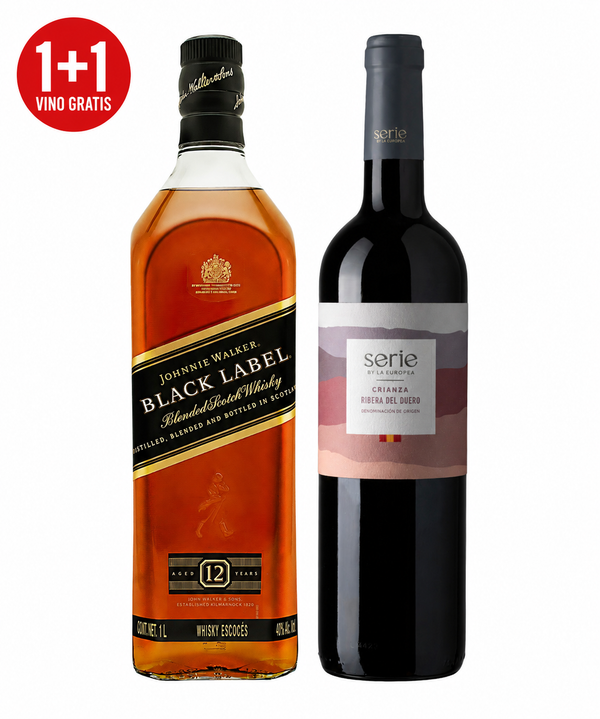 Pack Whisky Johnnie Walker Black Label Blended Scotch 1 L + Vino Tinto Serie By La Europea Tempranillo Duero 750 ml