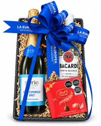 Canasta de Regalo Brindis Gourmet, Ron y Espumoso