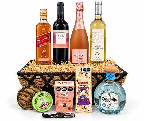 Canasta de Regalo Gran Selección, Vinos, Destilados y Gourmet