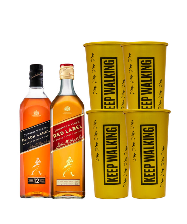 WHI JW BLACK 750ML+WHI JW RED 700ML + 4 VASOS