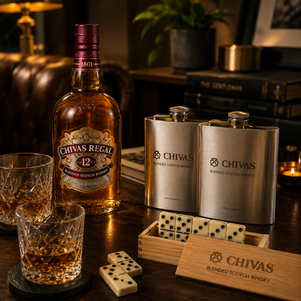 Pack Chivas Regal 12 Años 750 ml con Dominó y 2 Licoreras