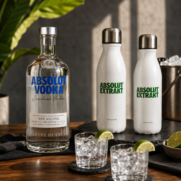 Pack Vodka Absolut Azul 750 ml con 2 Termos