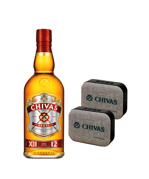 VAL WHI CHIVAS REGAL 12Y 750ML+2 BOCINAS
